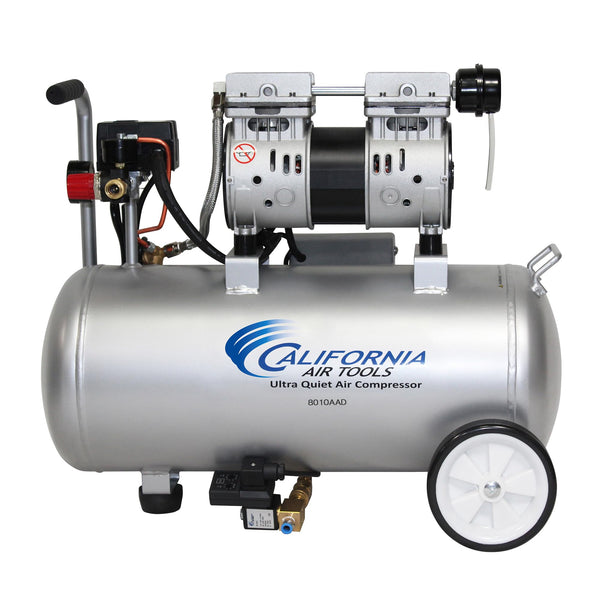 California Air Tools 8010AAD 1.0 HP Ultra Quiet and Oil-Free Air Compressor, 8 Gallon Aluminum Tank, Lightweight with Wheels, 60 dBA Noise Level, with Automatic Drain Valve