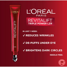 L’Oréal Paris Eye Cream, with Hyaluronic Acid, Vitamin C, Pro Retinol to Reduce Look of Wrinkles and Under-Eye Bags, Revitalift Triple Power LZR, Skincare, 15ml