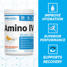 PEScience Amino IV, BCAA and EAA Powder with Electrolytes, 30 Servings, Orange Dreamsicle