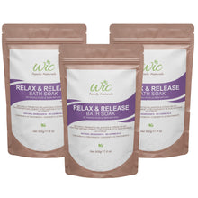 WIC Family Naturals Relax & Release Bath Salts, 10 Treatments Per Bag - Relaxation & Restful Sleep Mineral Bath Soak w/Essential Oils (3 Pack)