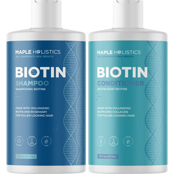 Rosemary Biotin Shampoo and Conditioner Set - Volumizing Sulfate Free Shampoo and Conditioner with Coconut Argan and Jojoba Oils for All Hair Types - Paraben Sulfate and Silicone Free (473mL Each)