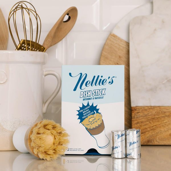 Nellie's Dish Stick + 2 Refills - A Revolutionary Environmentally Conscious Dish Soap Alternative - Easy Refills - Harnessing the Power of Nature for Green Cleaning - (Made in Canada)