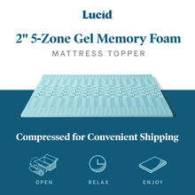 LUCID 2 Inch Gel Memory Foam Plush - Cooling Targeted Convoluted Comfort Zones Mattress Topper - Full