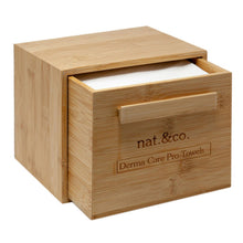 Nat.&Co. Derma Care Pro Deluxe Bamboo Box with Drawer - Includes 50 XL Disposable Face Towels - USDA Certified, National Eczema Seal Approved, Biodegradable Towels for Skincare and Makeup Removal