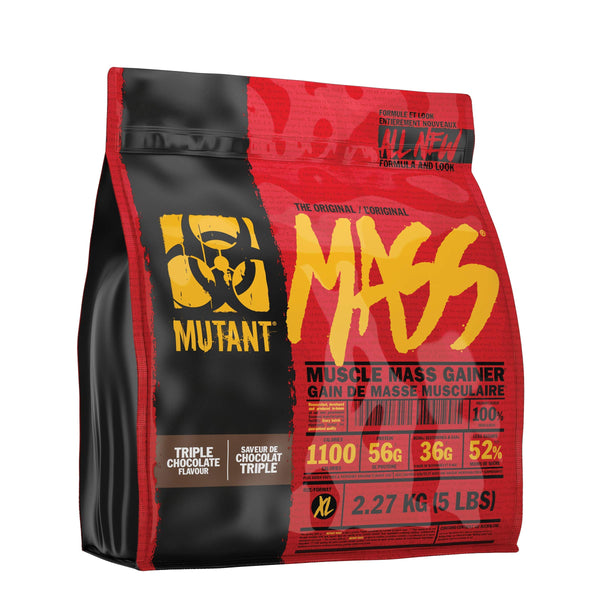 MUTANT MASS Weight Gainer Protein Powder with a Whey Isolate, Concentrate, and Casein Protein Blend, High-Calorie Shake, 2.27 kg ­– Triple Chocolate