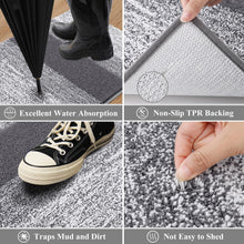 Vaukki Indoor Doormat Entryway Door Rug, Non Slip Absorbent Mud Trapper Mats, Low-Profile Inside Floor Soft Machine Washable Large Rugs Carpet for (24''x36'', White and Grey)