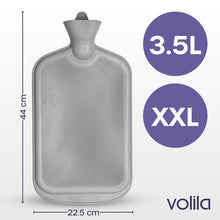 XXX-Large Hot Water Bottle with Cover - 3.5L Grey Hot Water Bag for Pain Relief - 118Fl Oz Extra Large Washable Soft Faux Fur, Big Hot Water Pack for Sore Muscles, Period Cramps, Hot and Cold Compress