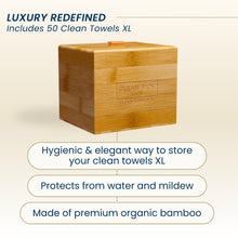 Clean Skin Club Luxe Bamboo Box with Cover & Towels XL, Face Towel, Disposable Makeup Remover Dry Wipes, Facial Wash