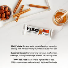 Rise Whey Protein Bars - Honey Cinnamon | Breakfast Bar & Protein Snack 18g Protein 4g Fiber Just 5 Whole Food Ingredients Gluten-Free Soy Free