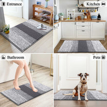 Vaukki Indoor Doormat Entryway Door Rug, Non Slip Absorbent Mud Trapper Mats, Low-Profile Inside Floor Soft Machine Washable Large Rugs Carpet for (24''x36'', White and Grey)