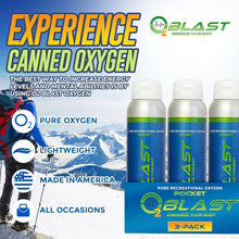 O2 Blast, Pure Oxygen Supplement, Quick Recovery for Exercise and Focus. Sanitary Flip Top Cap (4 Liter Oxygen Canisters - 3 Pack - Natural)