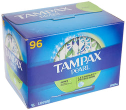 Tampax Pearl Unscented Super Absorbency Tampons, 96 Count