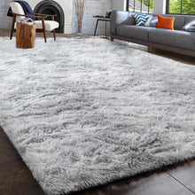 Rugs Living Room Fluffy Area Rug for Bedroom Shaggy Carpet Anti Slip Rugs Soft Modern Plush Carpets Suitable for Home Decor (Grey White, 5.2 * 6.5ft(160 * 200cm))