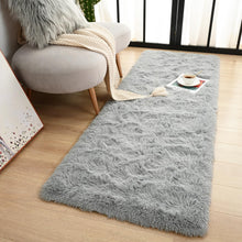 Terrug Fluffy Runner Rug for Bedroom Living Room, 2x6 Grey Area Rug Washable Shag Carpet, Super Soft Fuzzy Plush Non-Slip Cute Modern Kids Rug for Nursery Hallway Bedside College Dorm Kids Room Decor