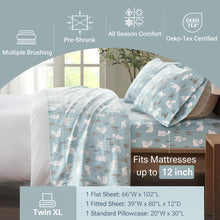 True North by Sleep Philosophy Cozy Flannel Warm 100% Cotton Sheet - Novelty Print Animals Stars Cute Ultra Soft Cold Weather Bedding Set, Twin XL, Blue Polar Bears 3 Piece