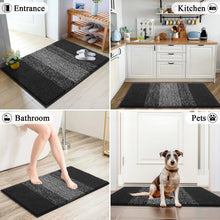 Vaukki Indoor Doormat Entryway Door Rug, Non Slip Absorbent Mud Trapper Mats, Low-Profile Inside Floor Soft Machine Washable Large Rugs Carpet for (24''x36'', Black and Grey)