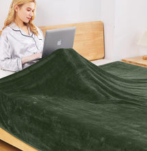 Queen Polar 350GSM Fleece Thermal Blanket Grass Green Extra Soft Brush Fabric Super Warm Bed Blanket Lightweight Couch Blanket Easy Care 90