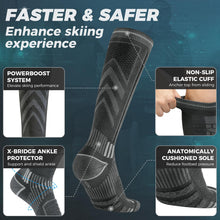 Merino Wool Compression Ski Socks for Men Women, Winter Snowboarding Thermal Socks, Knee High Socks, Size 3-16, (2 Pack)