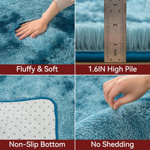 Poboton Area Rugs for Living Room, 4x6 Tie dye Blue Rug, Ultra Soft Fluffy Non-Slip High Pile Rugs for Bedroom Kitchen Kids Nursery Room Entryway (Tie-dye Blue, 4x6 Feet)