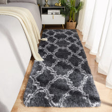 LOCHAS Luxury Shag Area Rug Modern Indoor Plush Fluffy Rugs, Extra Soft and Comfy Carpet, Geometric Moroccan Rugs for Bedroom Living Room Girls Kids Nursery, 2x6 Feet Dark Grey/White