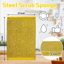 Thyle 24 Pack Steel Scrub Sponges for Dishes Non Scratch Scouring Sponge Multi Use Metal Scrubber Heavy Duty Dish Wash Kitchen Sponge for Pot Dish Washing Hard Surface Cleaning Tools (Gray, Yellow)