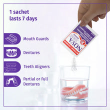 Novadent Dentures Cleaner – For Dental Appliances, Retainers, Trays, Mouth Guards, Teeth Aligners - 1 Year (52 sachets)