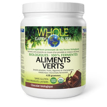 Natural Factors Whole Earth & Sea Greens, Organic Chocolate Flavour, 438g, Powder, 100% Fermented and Organic, 6 g of Plant Protein per serving, Supports Active, Healthy and Sustainable Lifestyle