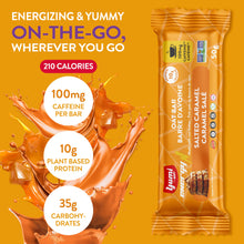 Yumi Caffeinated Protein Energy Bars,Salted Caramel, 100mg Caffeine, 10g Pea Protein, Low Sugar, Dairy Free, Egg Free, Soy Free, Boost Brain Focus, Clarity, Sustained Energy