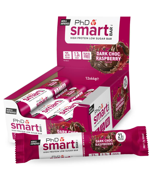 PhD Performance Nutrition Smart Bar, Dark Choc Raspberry, 12 count