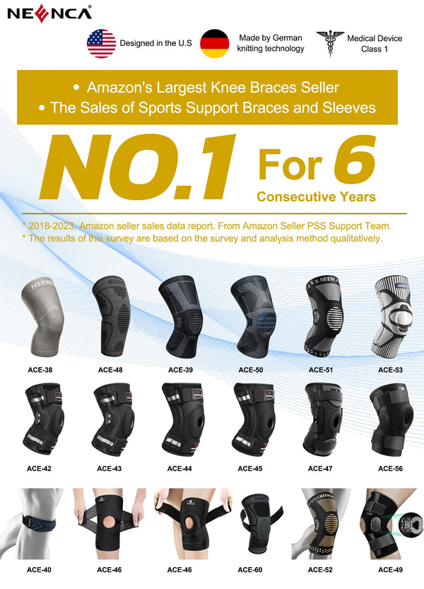 NEENCA Professional Knee Brace for Pain Relief, Medical Knee Support with Patella Pad & Side Stabilizers, Compression Knee Sleeve for Meniscus Tear, ACL, Joint Pain, Runner, Workout - FSA/HSA Eligible