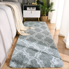 LOCHAS Luxury Shag Area Rug Runner Modern Indoor Plush Fluffy Rugs, Extra Soft and Comfy Carpet, Geometric Moroccan Rugs for Bedroom Living Room Girls Kids Nursery, 2x6 Feet Light Grey/White