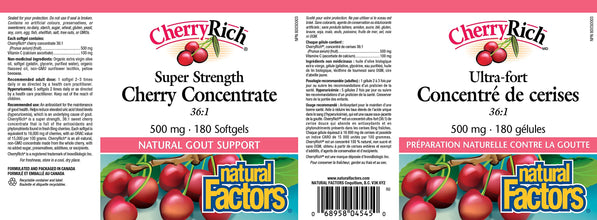 Natural Factors Super Strength Cherry Concentrate, 180 Softgels