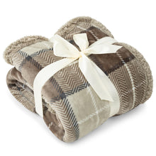 PAVILIA Premium Plaid Fleece Sherpa Throw Blanket | Super Soft, Cozy, Lightweight Microfiber, Reversible, All Season for Couch or Bed (Taupe, 50 x 60 Inches)