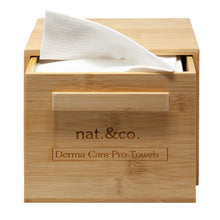 Nat.&Co. Derma Care Pro Deluxe Bamboo Box with Drawer - Includes 50 XL Disposable Face Towels - USDA Certified, National Eczema Seal Approved, Biodegradable Towels for Skincare and Makeup Removal