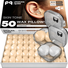 PQ Wax Ear Plugs for Sleep - 50 Beige Silicone Wax Earplugs for Sleeping & Swimming - Gel Ear Plugs for Noise Cancelling & Ear Protection - Sleeping Earplugs with Sound Blocking Level 32Db, 50 Pillows