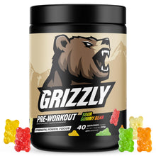 GRIZZLY Pre Workout Powder for Women & Men - Intense Strength Power & Focus - Caffeine L-Citrulline & Beta-Alanine - Sour Gummy Bear - 40 Servings