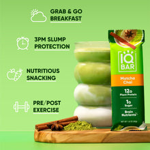 IQBAR Brain + Body Protein Bars, Matcha Chai, Keto, Vegan, Paleo Friendly, Low Sugar, Low Net Carb, High Fiber, Gluten Free, No Sugar Alcohols, 12 Count