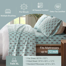 True North by Sleep Philosophy Cozy Flannel Warm 100% Cotton Sheet - Novelty Print Animals Stars Cute Ultra Soft Cold Weather Bedding Set, Twin XL, Aqua French Bulldog 3 Piece