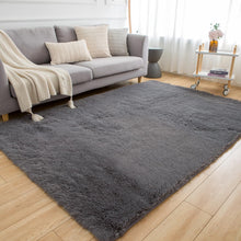 Poboton Super Soft Shaggy Area Rugs Fluffy Carpets, Indoor Area Rugs for Living Room Bedroom Kids, College Students Home Decor, Rectangular Fuzzy Rug, 5x8 Feet, Solid-Dark Grey