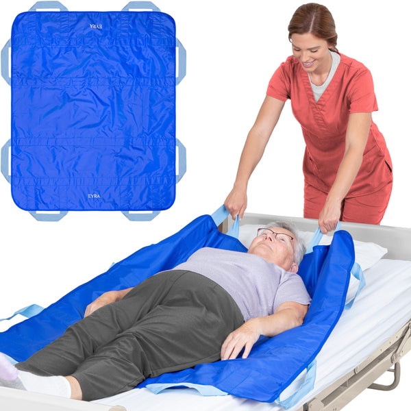 Positioning Bed Pad with Handles, 48" x 40” Transfer Sheet Patient, Reusable & Washable Transfer Blanket with Handles, Slide Sheet for Patient Transfer, Multipurpose Draw Sheets for Hospital Bed