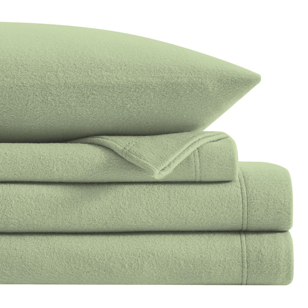 Softan King Micro Fleece Sheets Set, 4-Piece King Size Bed Sheet Set, Plush Velvet Fleece Sheet Set with 15" Deep Pocket Fitted Sheet, Flat Sheet, 2 Pillowcase, Soft and Warm, Olive Green