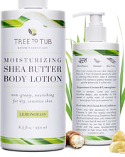 Tree To Tub Cocoa Butter Lotion for Sensitive Skin - Moisturizing Shea Butter Lotion for Extremely Dry Skin for Women & Men - Lemongrass & Coconut Body Cream w/Organic Aloe Vera, Colloidal Oatmeal