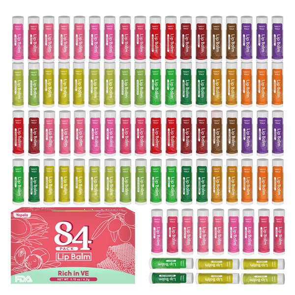 Yopela 84 Pack Lip Balm Bulk with Vitamin E and Coconut Oil, Lip Care Product, Moisturizing Soothing Chapped Lips