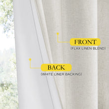 NICETOWN 100% Blackout Linen Curtains for Living Room with Thermal Insulated White Liner, Thermal Insulated Back Tab Ivory Linen Curtains Vertical Drapes 2 Panels for Bedroom, 52W x 84L