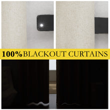 NICETOWN 100% Blackout Natural Linen Curtains 90 inches Length 2 Panels Set with Thermal Insulated Liners for Bedroom,Farmhouse Style Room Cooling Small Window Draperies for Dining Room,52