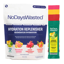 No Days Wasted Hydration Replenisher Electrolyte Replacement Stick Packets| Essential Rapid Hydration & Vitamins | Sodium, Potassium, Magnesium, Vitamins B, C, D, Zinc | 24ct | 4 Flavour Variety Pack