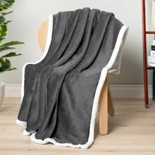 PAVILIA Premium Sherpa Twin Size Blanket | Flannel Fleece Twin Bed Dark Grey Blanket | Plush, Soft, Cozy, Warm, Lightweight Microfiber, Reversible, All Season Use (Charcoal, 60 x 80 Inches)