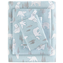 True North by Sleep Philosophy Cozy Flannel Warm 100% Cotton Sheet - Novelty Print Animals Stars Cute Ultra Soft Cold Weather Bedding Set, Twin XL, Blue Polar Bears 3 Piece