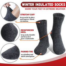 Welwoos Heated Thermal Socks for Women & Men Warm Winter Thick Ski Crew Insulated Socks Gift Socks Stocking Stuffers for Women 3 Pairs (Black Grey Greige,M)