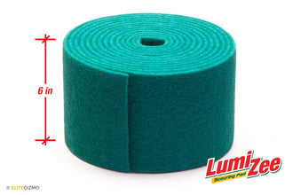 Green Scrubbing Pad Roll 19ft Economy Size Medium Duty Abrasive Scrub Sponge Scouring Pads 19ft x 6in x 0.3in (6m x 15cm x 8mm) Scrubby Tough Stains Cleaning Pans Dishes Stoves Bathroom Sinks Grills